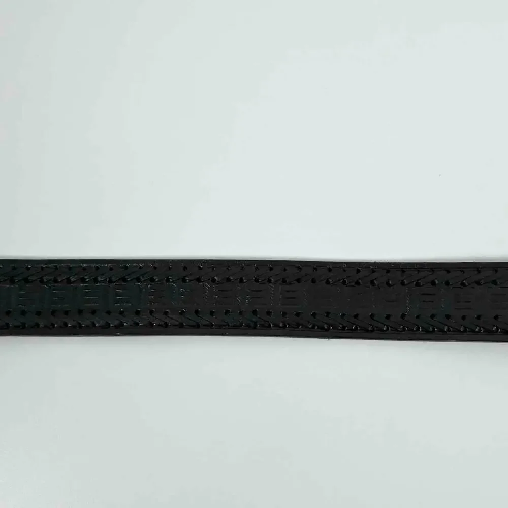 Men's Black Mexican Leather Embossed Basketweave Belt - Size 42 (XL)